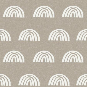 Scattered Rainbows Fabric - Taupe sfx0906 || Earth toned rainbows fabric || Rainbow Baby kids bedding