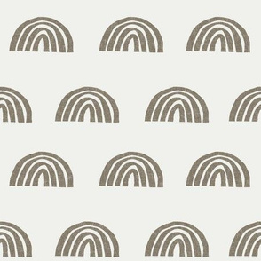 Scattered Rainbows Fabric - Fossil sfx1110 || Earth toned rainbows fabric || Rainbow Baby kids bedding