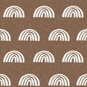 Scattered Rainbows Fabric - toffee sfx1033 || Earth toned rainbows fabric || Rainbow Baby kids bedding