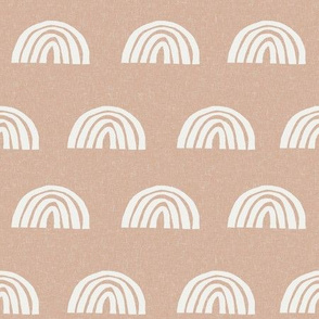 Scattered Rainbows Fabric - almond sfx1213 || Earth toned rainbows fabric || Rainbow Baby kids bedding