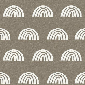 Scattered Rainbows Fabric - fossil sfx1110 || Earth toned rainbows fabric || Rainbow Baby kids bedding