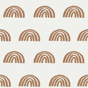 Scattered Rainbows Fabric - Pecan sfx1336 || Earth toned rainbows fabric || Rainbow Baby kids bedding