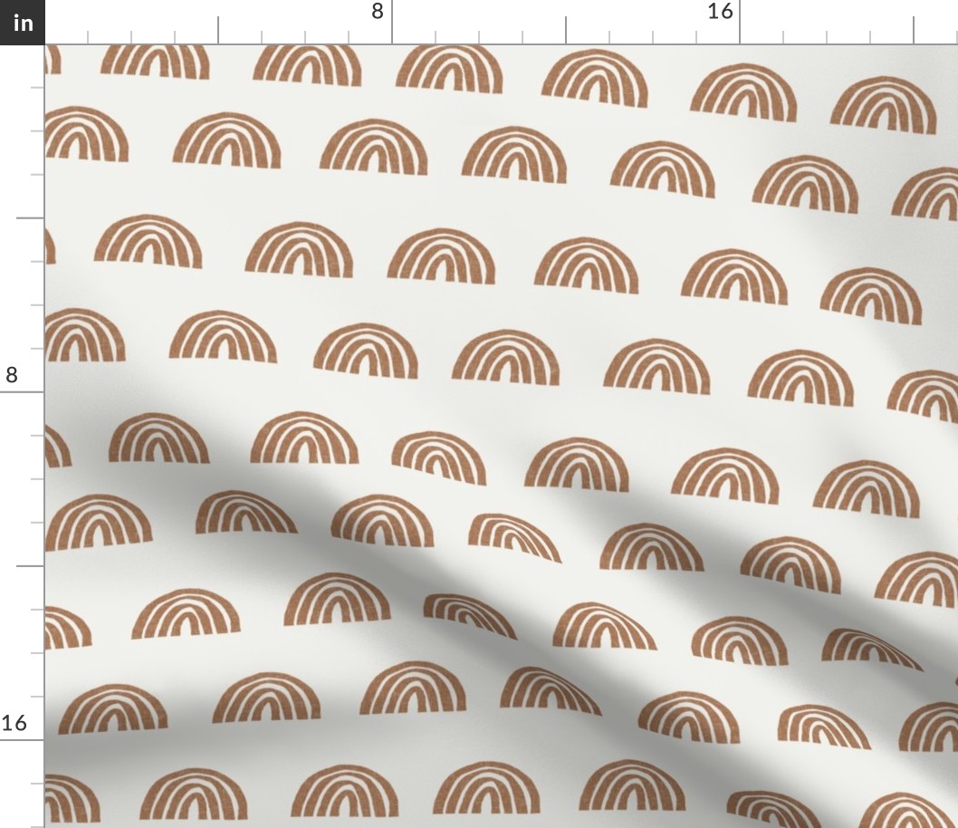 Scattered Rainbows Fabric - Pecan sfx1336 || Earth toned rainbows fabric || Rainbow Baby kids bedding