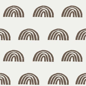 Scattered Rainbows Fabric -pinecone sfx1027 || Earth toned rainbows fabric || Rainbow Baby kids bedding