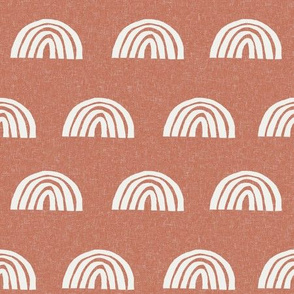 Scattered Rainbows Fabric - Apricot sfx1336 || Earth toned rainbows fabric || Rainbow Baby kids bedding