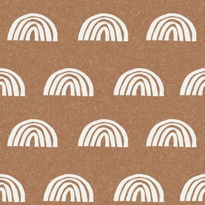 Scattered Rainbows Fabric - pecan sfx1336|| Earth toned rainbows fabric || Rainbow Baby kids bedding