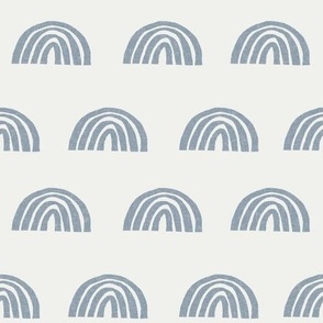 Scattered Rainbows Fabric - denim sfx4013 || Earth toned rainbows fabric || Rainbow Baby kids bedding