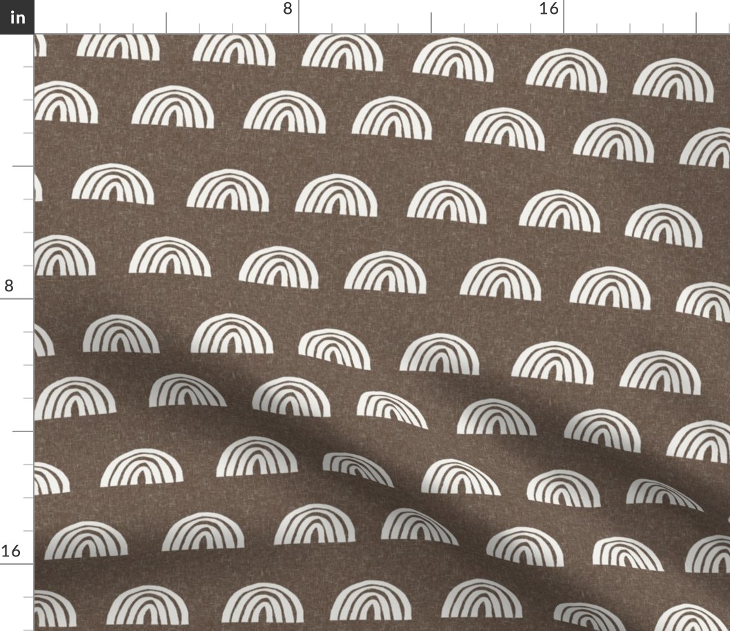 Scattered Rainbows Fabric - pinecone sfx1027|| Earth toned rainbows fabric || Rainbow Baby kids bedding