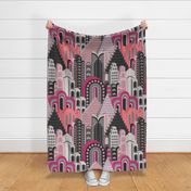 Deco Metropolis Large Scale Pink Peach Lilac