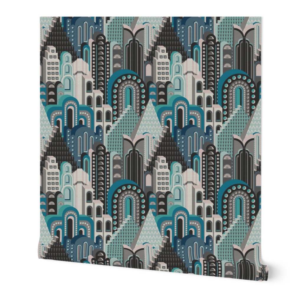 Deco Metropolis Medium Scale Blue Cyan