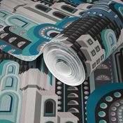 Deco Metropolis Medium Scale Blue Cyan