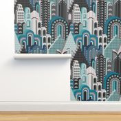 Deco Metropolis Large Scale Blue Cyan