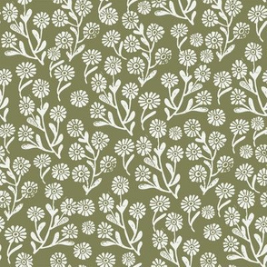 daisies fabric - iguana sfx0525 - daisy fabric, delicate ditsy floral fabric, ditsy daisies, prairie floral fabric, baby girl fabric, trendy nursery fabric