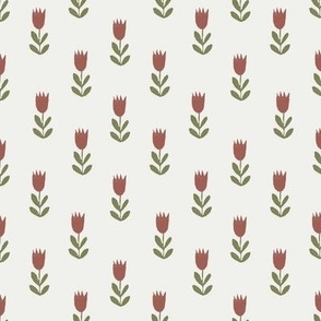 tulips fabric - sfx1443, sfx0525, earth toned fabric, baby fabric, linen trend, terracotta, prairie, baby girl fabric, hippie boho fabric, linocut tulips fabric