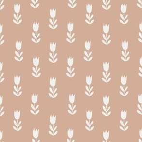 tulips fabric - almond sfx1213 - tulip fabric, baby girl fabric, nursery fabric, neutral fabric, warm tones fabric, kids bedding fabric