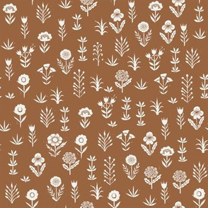 wildflower fabric - sfx1340 sierra - linocut block print fabric - floral fabric, girls nursery fabric, kids bedding fabric 