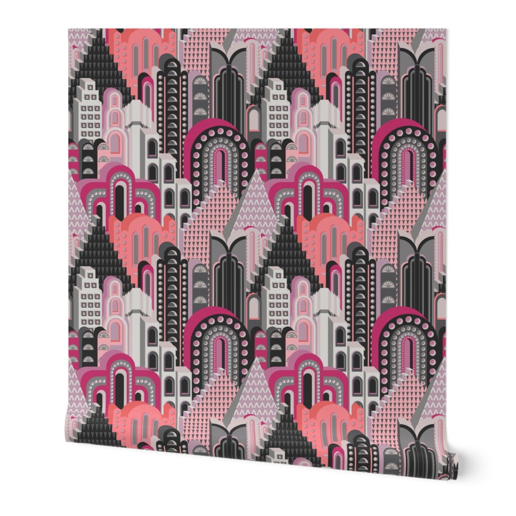 Deco Metropolis Medium Scale Pink Peach Lilac