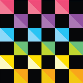 Rainbow Cheater Quilt on Black
