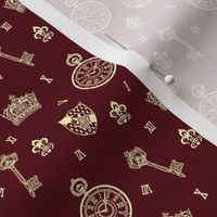 Mini Pocket Watches Keys and Crowns Burgundy Cream