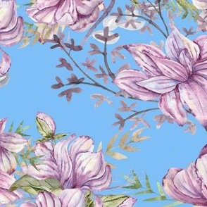 Lavender Magnolia on Sky Blue