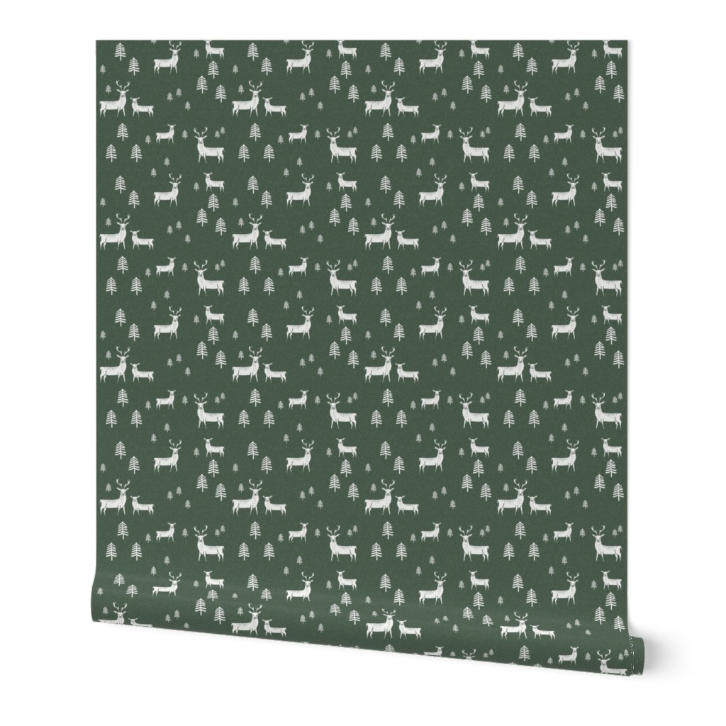 deer hunter green - sfx0315, deer fabric, winter green fabric, reindeer fabric