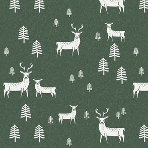 deer hunter green - sfx0315, deer fabric, winter green fabric, reindeer fabric