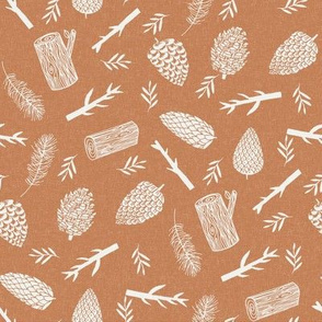 pinecone caramel - sfx1346, pinecones fabric, terracotta trend, pinecones fabric - holiday fabric