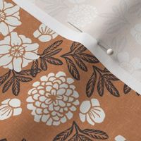 floral caramel - sfx1346, terracotta trend, christmas fabric, floral fabric