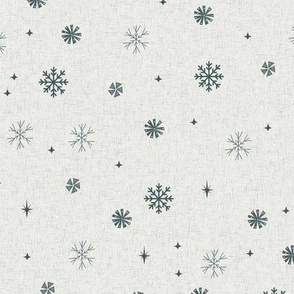 snow spruce - sfx5914, winter fabric, holiday fabric,  terracotta trend, snowflakes fabric, spruce green