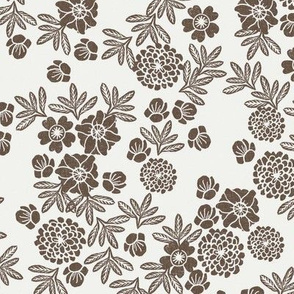 floral pinecones - sfx1027, christmas floral, holiday floral, fir tree floral, wintergreen, xmas holiday floral fabric