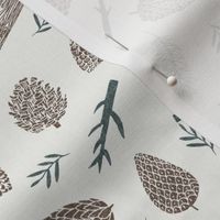 pinecone fabric - winter fabric, sfx1027, holiday fabric, christmas fabric, pine tree fabric, pine cones, twigs