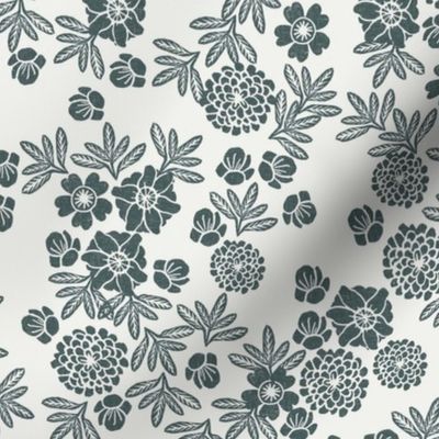 floral spruce - sfx5914, christmas floral, holiday floral, fir tree floral, wintergreen, xmas holiday floral fabric