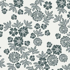 floral spruce - sfx5914, christmas floral, holiday floral, fir tree floral, wintergreen, xmas holiday floral fabric
