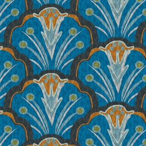 Blooming Scallop Shell in Dark Blues