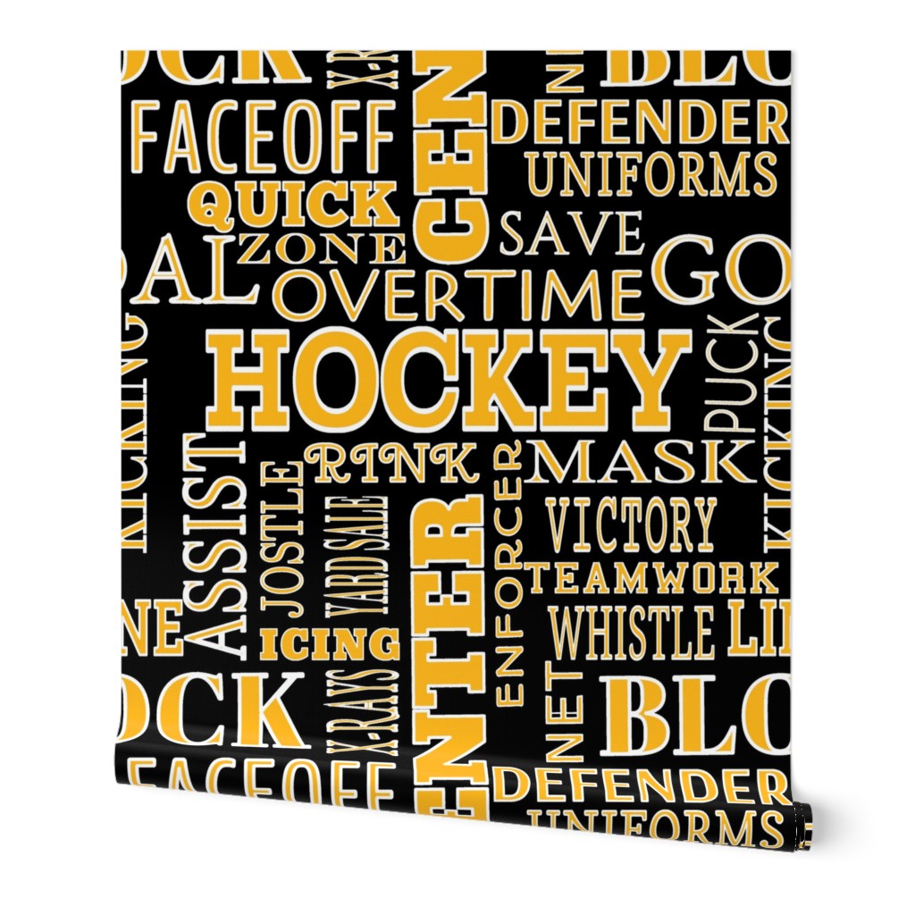 Hockey Alphabet ABC's Words Gold Black Lettering 