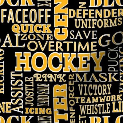 Hockey Alphabet ABC's Words Gold Black Lettering 