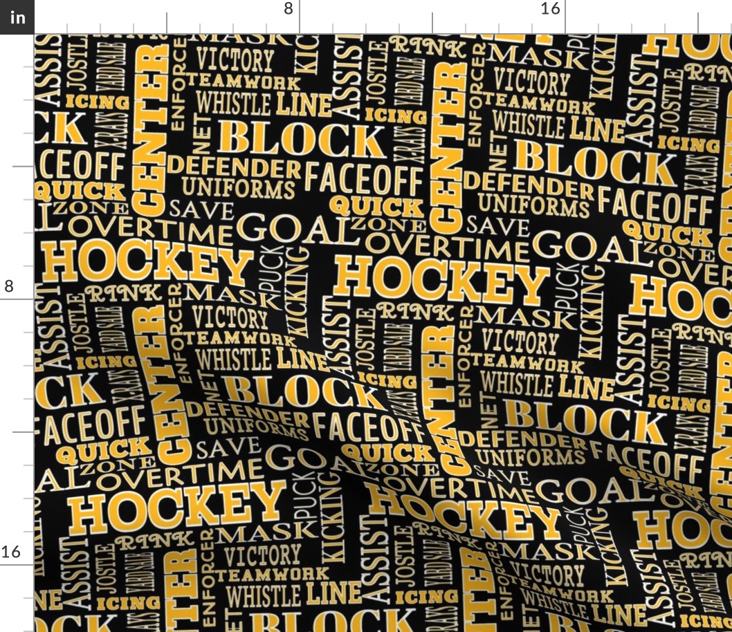 Hockey Alphabet ABC's Words Gold Black Lettering 