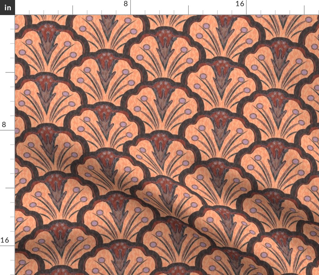 Blooming Scallop Shell in Peach and Browns