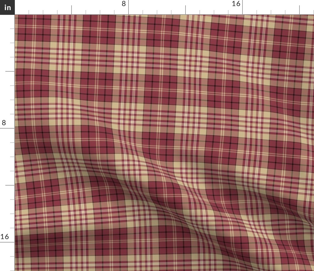 Plaid Garnet Red with Gold White Black