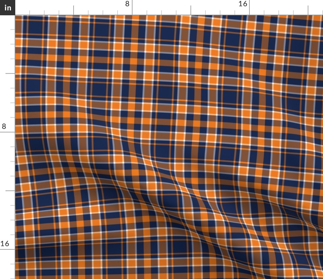 Plaid Orange Blue White