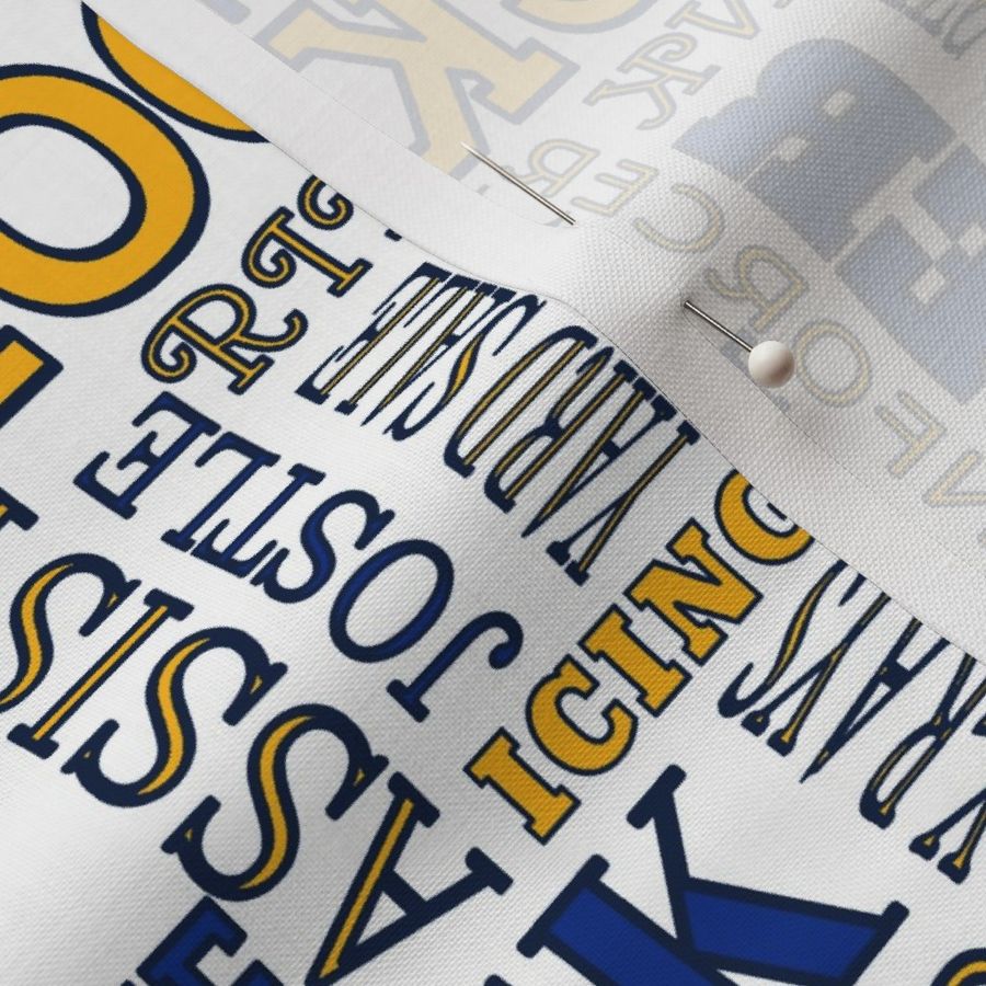 Hockey Alphabet Terms Words Lettering  Blue Yellow Navy White