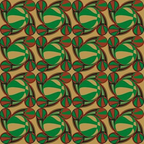 Basketball Swirl in Brown and Green