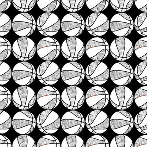 Pen and Ink Black and White Basketballs Stacked