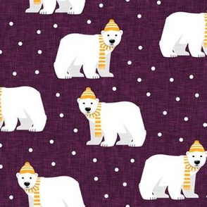 Winter Polar Bears - plum with polka - holiday christmas - LAD19