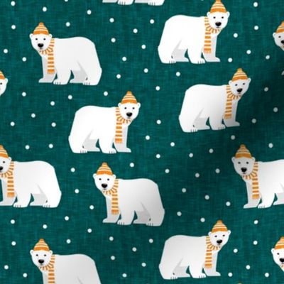 Winter Polar Bears - teal with polka - holiday christmas - LAD19