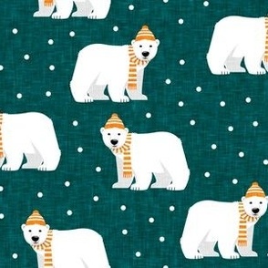 Winter Polar Bears - teal with polka - holiday christmas - LAD19