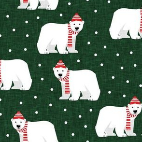 Winter Polar Bears - Green with polka - holiday christmas - LAD19