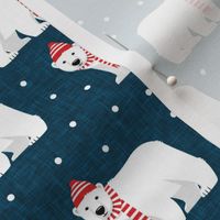 Winter Polar Bears - blue with polka - holiday christmas - LAD19