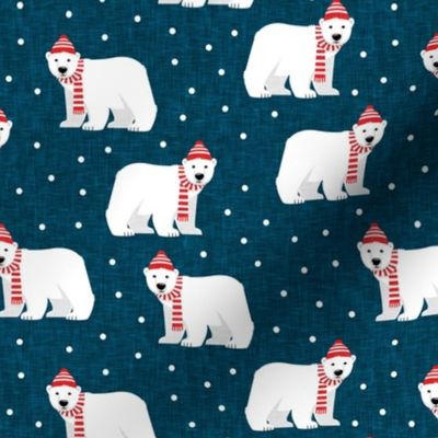 Winter Polar Bears - blue with polka - holiday christmas - LAD19