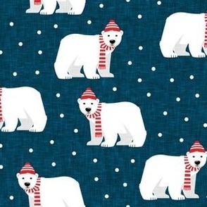 Winter Polar Bears - blue with polka - holiday christmas - LAD19